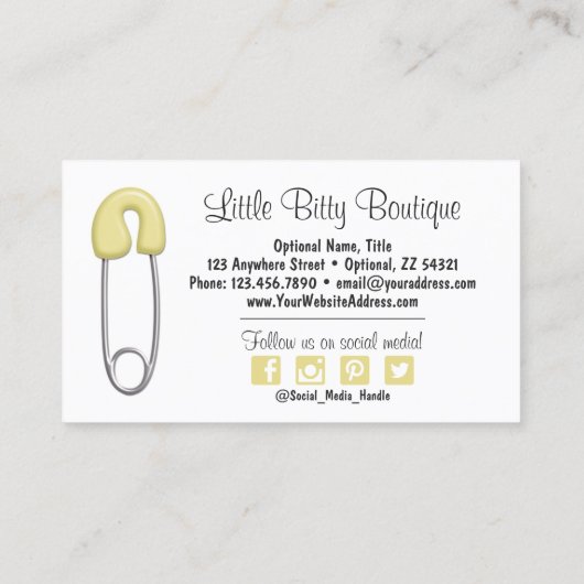 ベビー衣料品の物干しブティックソーシャルメディア 名刺 (裏面)