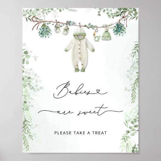 ベビー衣料品ボホセージ緑のベビーは甘い ポスター (正面)