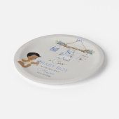 ベビー衣類少年ベビーシャワーアイボリーブルー ペーパープレート (アングル)