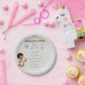 ベビー衣類少年ベビーシャワーアイボリーブルー ペーパープレート (パーティー)