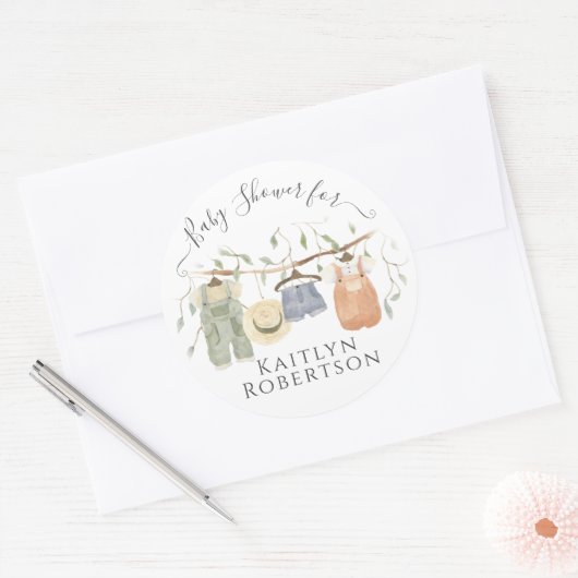 ベビー衣類水のカラーコテージコアボーイシャワー ラウンドシール (封筒)