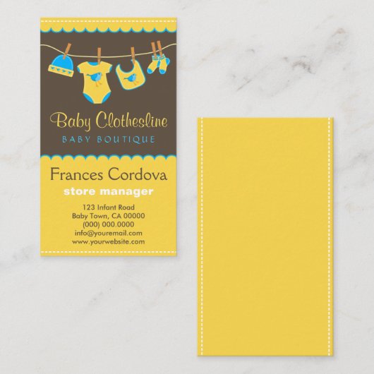 ベビー衣類物干しブティックの名刺 名刺 (正面/裏面)