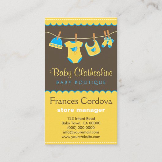 ベビー衣類物干しブティックの名刺 名刺 (正面)