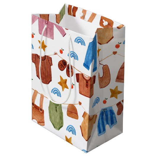 ベビー衣類赤ちゃんシャワー誕生日 ミディアムペーパーバッグ (裏面アングル)