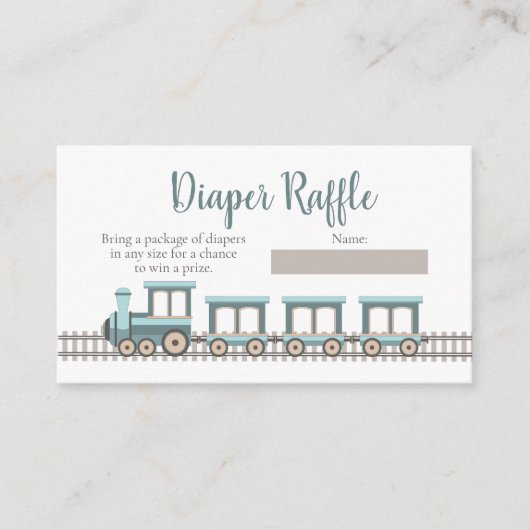 ベビー表現列車の男の子の赤ちゃんシャワーおむつラッフル エンクロージャーカード (正面)