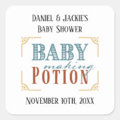 ベビー製造設備赤ちゃんシャワーヴィンテージラベル スクエアシール (正面)