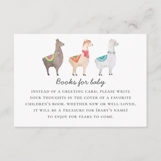 ベビー要求の本を持って来る。水彩可愛いラマ エンクロージャーカード (正面)
