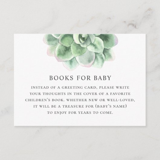 ベビー要求の本を持って来る。水色の多肉性 エンクロージャーカード (正面)