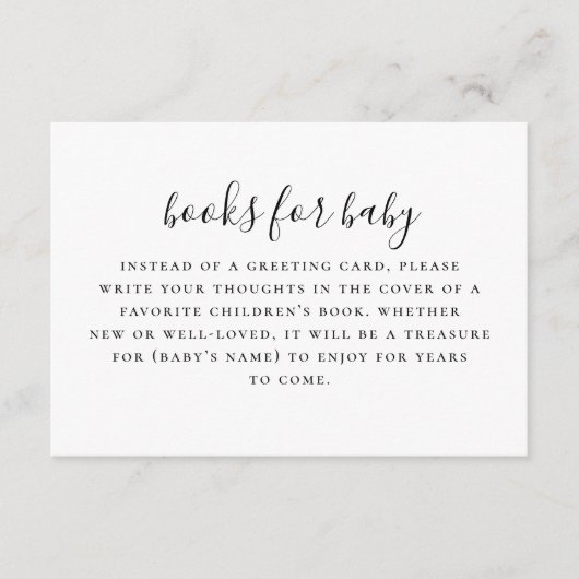 ベビー要求の本を持って来る。白黒エンクロ エンクロージャーカード (正面)