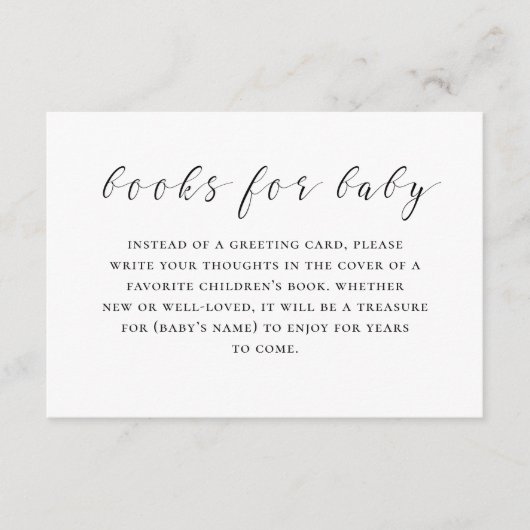 ベビー要求の本を持って来る。白黒 エンクロージャーカード (正面)