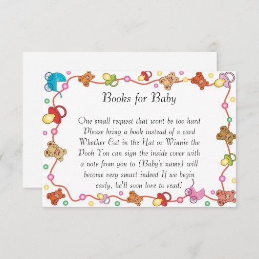 ベビー要素ベビーシャワーブック用ベビーカード 招待状 (正面/裏面)