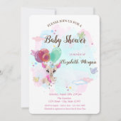 ベビー親愛、バルーン、ウォータールスプラッシュ赤ちゃんシャワー 招待状 (正面)