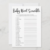 ベビー言葉スクランブル赤ちゃんシャワーゲーシンプルムモダン 招待状 (正面)