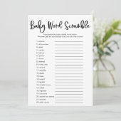 ベビー言葉スクランブル赤ちゃんシャワーゲーシンプルムモダン 招待状 (スタンド正面)