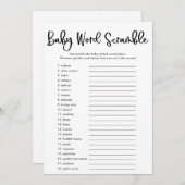 ベビー言葉スクランブル赤ちゃんシャワーゲーシンプルムモダン 招待状 (正面/裏面)