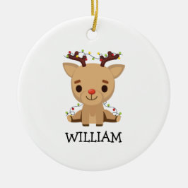 ベビー記念クリスマスキュートなトナカイ セラミックオーナメント