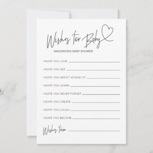 ベビー記念ゲームカードの赤ちゃんシャワー希望 招待状 (正面)