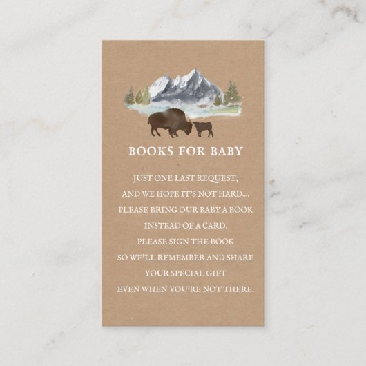 ベビー詩カードストック水牛の赤ちゃんシャワーのための本 エンクロージャーカード (正面)