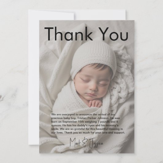 ベビー誌の生誕発表 案内状 (裏面)