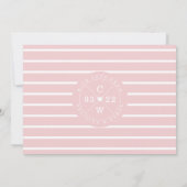 ベビー誕生のお知らせカード – ピンクと白ストライプ色 案内状 (裏面)
