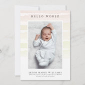 ベビー誕生のお知らせハローウォーターの色のストライプ (正面)