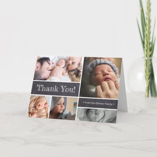 ベビー誕生のお知らせ写真コラージュ カード (正面)