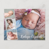 ベビー誕生のお知らせ&ありがとうフォトコラージュ ポストカード (正面)