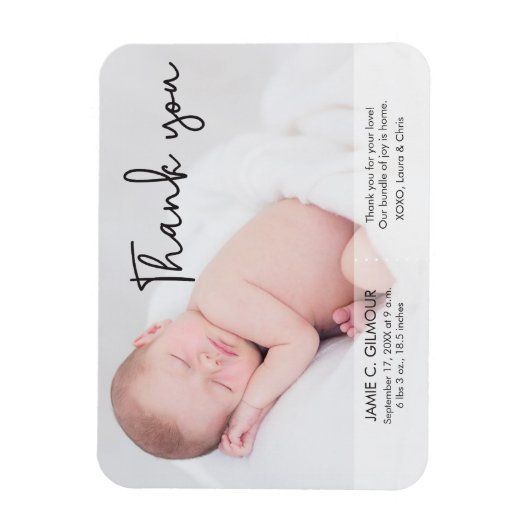 ベビー誕生のお知らせ、スクリプトをありがとう マグネット (縦)