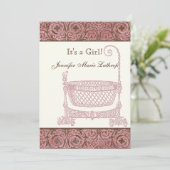 ベビー誕生のお知らせ – ピンクブラウンダマスククレードル 案内状 (スタンド正面)