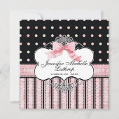 ベビー誕生の発表 – フランスの Bow Dot Swirl v3 案内状 (正面)