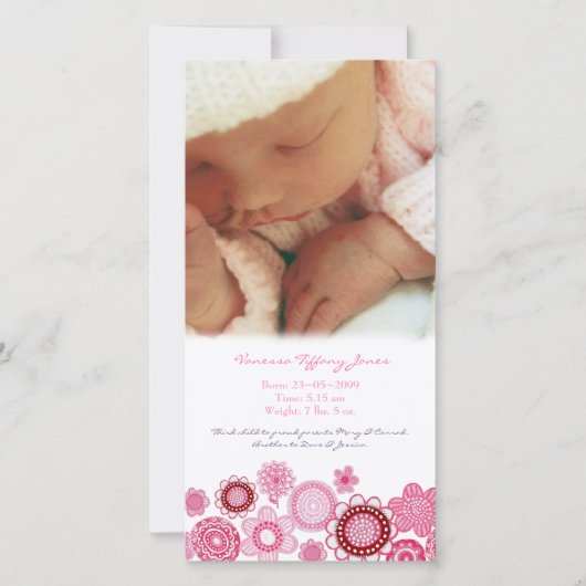 ベビー誕生カスタム発表フォトカード 案内状 (正面)