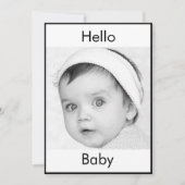 ベビー誕生キュートフォト白黒シモダンック 招待状 (正面)