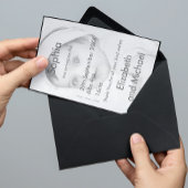 ベビー誕生キュートフォト白黒シモダンック 招待状