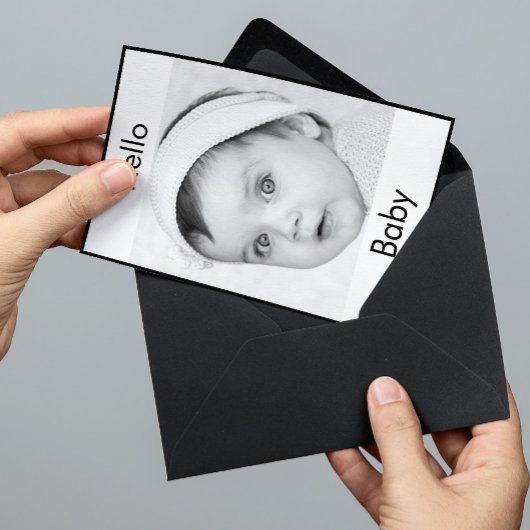 ベビー誕生キュートフォト白黒シモダンック 招待状