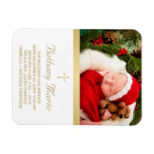 ベビー誕生クリスチャン金ゴールドクロススクリプトフォト マグネット (横)