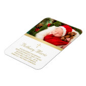 ベビー誕生クリスチャン金ゴールドクロススクリプトフォト マグネット (左側)