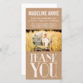 ベビー誕生サンキューフォトカード素朴Burlap サンキューカード (正面/裏面)