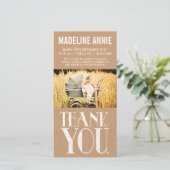 ベビー誕生サンキューフォトカード素朴Burlap サンキューカード (スタンド正面)