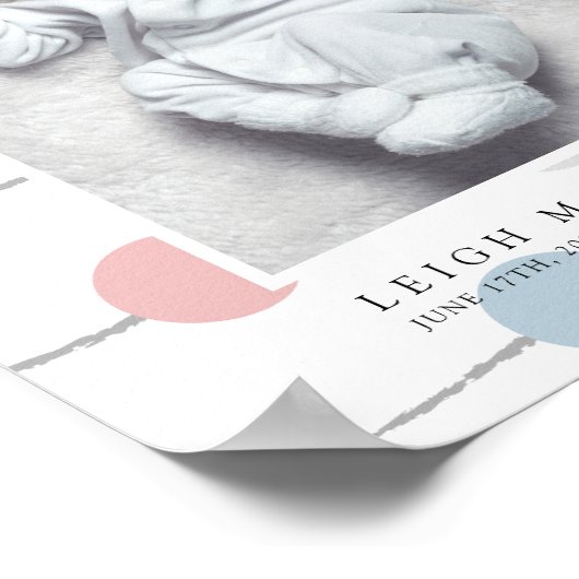 ベビー誕生ハローパステル水玉模様 ポスター (角)