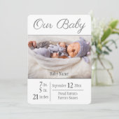 ベビー誕生フォトグレイ私たちのベビー 案内状 (スタンド正面)