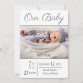 ベビー誕生フォトグレイ私たちのベビー 案内状 (正面)