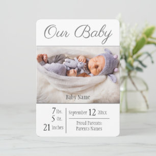 ベビー誕生フォトグレイ私たちのベビー 案内状