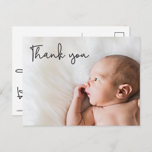 ベビー誕生モダン写感謝してい真 案内ポストカード (正面/裏面)