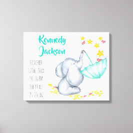ベビー誕生レコード統計エレファントハートと星 キャンバスプリント