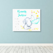 ベビー誕生レコード統計エレファントハートと星 キャンバスプリント (インサイチュ (ウッドフロア))