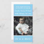 ベビー誕生写真の青い告知。写真の追加 案内状 (正面/裏面)