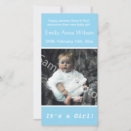 ベビー誕生写真の青い告知。写真の追加 案内状