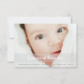 ベビー誕生写真 |可愛モダンい新しいシンプル白 サンキューカード (正面)