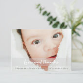 ベビー誕生写真 |可愛モダンい新しいシンプル白 サンキューカード (スタンド正面)