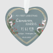 ベビー誕生情報マイルストーン1stクリスマスフォト オーナメント (裏面)